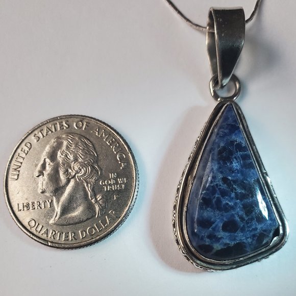 LAPIS LAZULI STERLING SILVER PENDANT - Picture 6 of 7